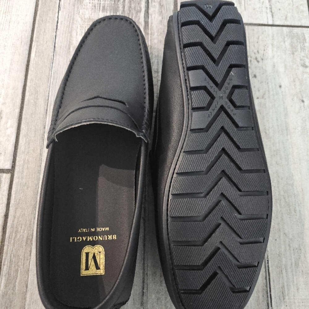 Bruno Magli Black Leather Penny Loafer Men's Shoes